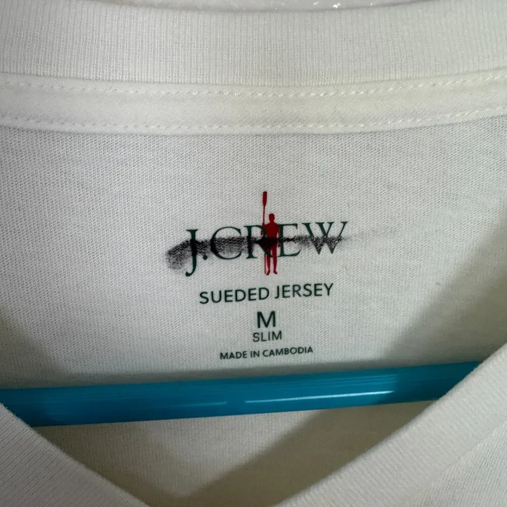 J.Crew Slim Sueded Jersey Cotton V-neck T-Shirt Mens M Light Cream Short Sleeve
